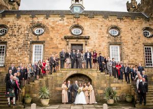 lumley castle wedding group photo