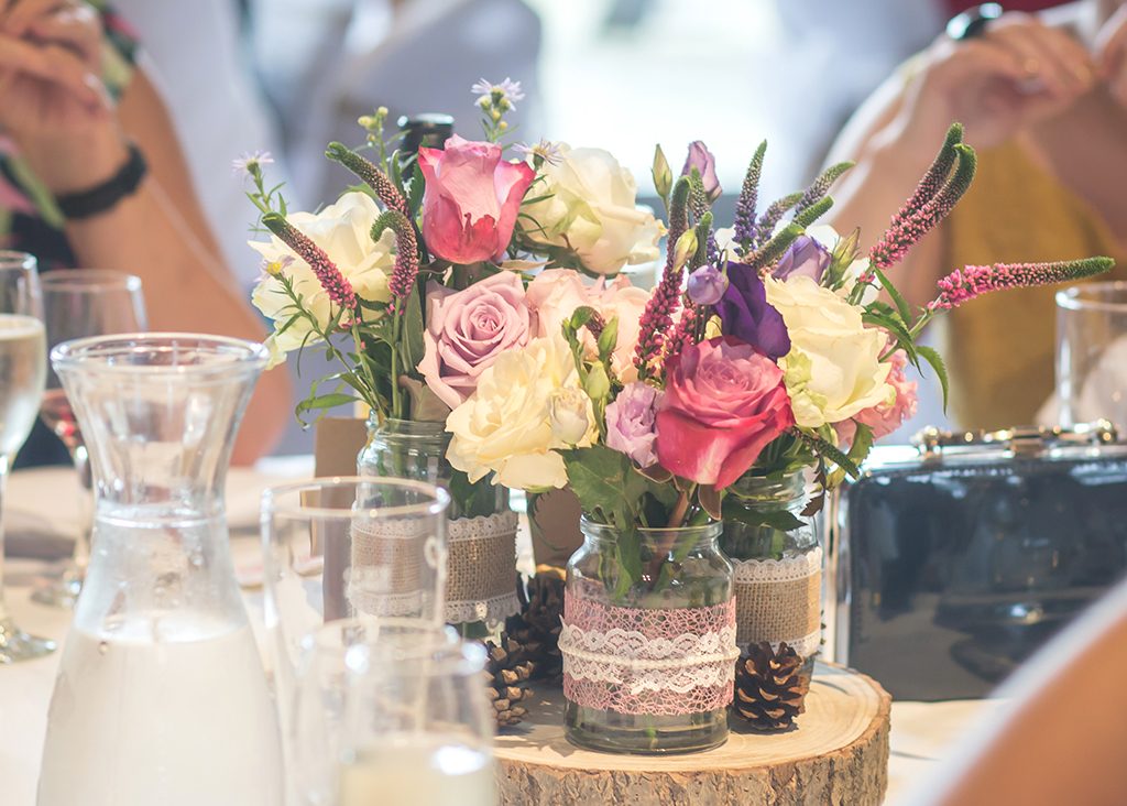 wedding detail alnwick table flowers