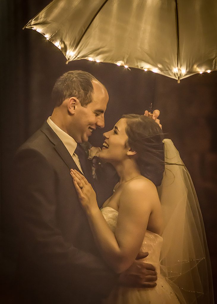 wedding umbrella lights vintage look