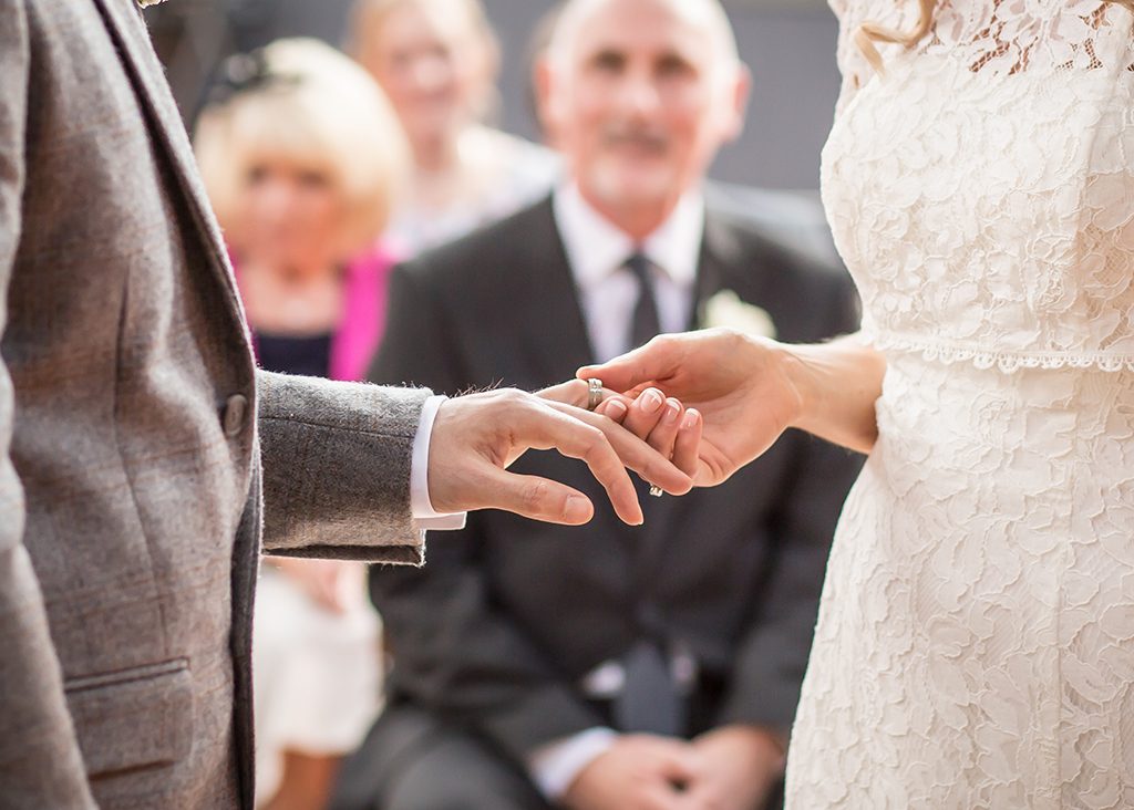 wylam brewery wedding exchanging rings