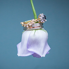 wedding rings purple flower