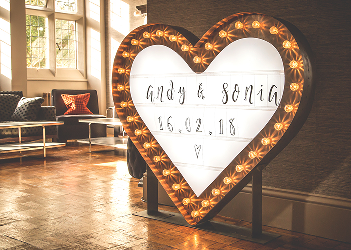 jesmond dene house wedding coco lumiere sign