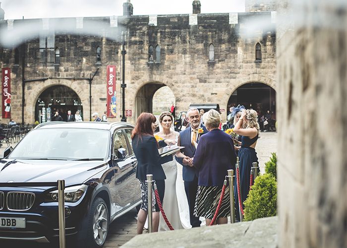 wedding car arriving